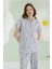 Önden Düğmeli Ayıcık Baskılı Pijama Takım 3
