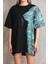 Bisiklet Yaka Baskılı Oversize T-Shirt - Siyah 3