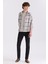 Bej Slim Fit Üstten Düğmeli Ekoseli Gömlek 2
