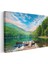 Orman Gölü - Yeşil Dağlar Arasında Iskeleli Sakin Su Kanvas Tablo 3