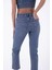 Cepleri ve Paçaları Taş Detaylı Yüksek Belli Mom Fit Kadın Kot Pantolon Jean Orta Mavi Tintli Denim 3