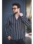 Ht 9540006 Slim Fit Çizgili Uzun Kol Ketenerkek Gömlek 1