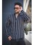 Ht 9540006 Slim Fit Çizgili Uzun Kol Ketenerkek Gömlek 3