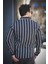 Ht 9540006 Slim Fit Çizgili Uzun Kol Ketenerkek Gömlek 4
