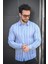 Ht 9540006 Slim Fit Çizgili Uzun Kol Ketenerkek Gömlek 1