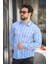 Ht 9540006 Slim Fit Çizgili Uzun Kol Ketenerkek Gömlek 3