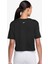 Pro Dri Fiit Women's Crop Loose Fit T-Shirt Kadın Bol Kesim Kısa Koşu Antrenman Tişörtü Siyah 2