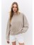 Oversize Fit Bej Basic Sweatshirt 1