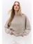 Oversize Fit Bej Basic Sweatshirt 3