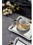 Elegante Square Serisi, Duo Luna Nera Kulp Desenli Krom Sunum Söz Nişan Tepsisi, 22CM, 3 Adet 2
