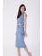 Kolsuz Kısa Boy Cepli ve Astarsız Fermuar Kapamalı Kadın Kot Yelek (1 Parça) Açık Mavi Dört Mevsim 3