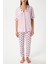 Kadın Lily Yumuşak Doku Pembe Kalpli Ön Düğmeli Kısa Kollu Pijama Takımı 3