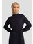 Desenli Saten Elbise 25YT920 Lacivert 3
