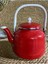 Kırmızı Emaye Çinko Vintage Çaydanlık, Üstten Saplı, Çift Kapaklı, 2,5 L 5