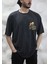 Bira Içen Iskelet Baskılı Bisiklet Yaka Oversize Antrasit Tişört T-Shirt 1