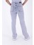 Yüksek Belli ve Cepli Boru Paçalı Relaxed Kadın Kot Pantolon Açık Mavi Jean Denim Dört Mevsim 4