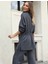 Buketli Kadın Uzun Üstlü Beli Büzgülü Oversize Sweatshirt & Pantolon Ikili Takım 5