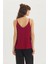 V Yaka Minimal Askılı Bluz Bordo 5