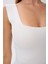Kadın Kare Yaka Kalın Askılı Basic Fit Bluz Crop Top 1