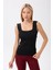 Kadın Kare Yaka Kalın Askılı Basic Fit Bluz Crop Top 3