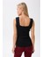 Kadın Kare Yaka Kalın Askılı Basic Fit Bluz Crop Top 4