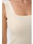 Kadın Kare Yaka Kalın Askılı Basic Fit Bluz Crop Top 1