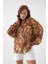 Kadın Kahve Batik Desen Modal Kumaş Oversize Gömlek 29188 1