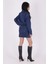 Önü Düğmeli ve Uzun Kollu Klasik Yakalı Normal Kalıplı Mini Etekli Kot Kadın Elbise Koyu Mavi Denim 5