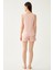Kadın Pudra Ayıcık Baskılı Şort Pijama Takımı 4