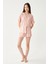 Kadın Pudra Bebe Yaka Sevimli Ayıcık Şortlu Pijama Takımı 1