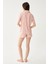 Kadın Pudra Bebe Yaka Sevimli Ayıcık Şortlu Pijama Takımı 4