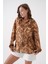 Kadın Kahve Batik Desen Modal Kumaş Oversize Gömlek 29188 2