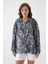 Kadın Petrol Batik Desen Modal Kumaş Oversize Gömlek 29188 4