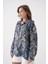 Kadın Petrol Batik Desen Modal Kumaş Oversize Gömlek 29188 5