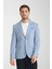 Remos Erkek Mavi Kazayağı Desenli Esneyen Kumaş Mono Yaka Spor Blazer Ceket 1