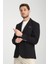Padure Erkek Koyu Lacivert Slim Fit Dar Kesim Desenli Mevsimlik Blazer Ceket 3