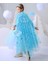 Karlar Ülkesi Elsa Frozen Mavi Pelerin – 80 cm Kar Desenli Çocuk Pelerini ( Taç Hariç ) 2