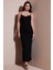Büzgü Detaylı Slim Fit Yırtmaçlı Uzun Boy Asimetrik Yaka Elbise Bayan Elbise 5866291 2