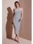 Slim Fit Yuvalak Yaka Düğmeli Midi Boy Elbise Bayan Elbise 25Y0375K1 3