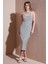 Slim Fit Yuvalak Yaka Düğmeli Midi Boy Elbise Bayan Elbise 25Y0375K1 4