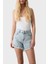 % 100 Pamuk Yırtıklı Regular Fit Yüksek Bel Mini Kot Short Bayan Short 053 1
