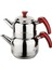 Kırmızı Mini Çelik Çaydanlık Takımı, 650/1150ml, şık ve dayanıklı tasarım 1