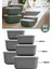 6 Lı Erzak Gıda Saklama Kabı, Buzdolabı Düzenleyici Organizer 6 Lı Set 2X(600ML,1100ML,1800ML) Gri 1