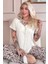 Krem Wild Elegance Exclusive Önden Düğmeli Kadın Pijama Takımı 1