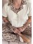 Krem Wild Elegance Exclusive Önden Düğmeli Kadın Pijama Takımı 4