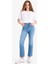 Crop Flare Fit Yüksek Bel Bilek Boy Jean Yıkamalı Pantolon E8018AX25SM 3