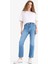 Crop Flare Fit Yüksek Bel Bilek Boy Jean Yıkamalı Pantolon E8018AX25SM 4