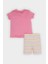 Kız Bebek Pijama Takımı Baskılı Kısa Kollu Fitilli Kaşkorse Üst Beli Lastikli Çizgili Şort E4646A525SM 4