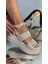 Rubber Kristal Taşlı Sandalet Bej 1