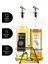 Şeffaf 750 ml 4+ parça set, siyah beyaz etiketli, standlı akıtıcı yağlık seti 2